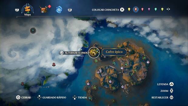 Immortls Fenyx Rising - Cofres épicos de Los Escollos Rocosos: ubicación del cofre épico en la zona de El Observatorio