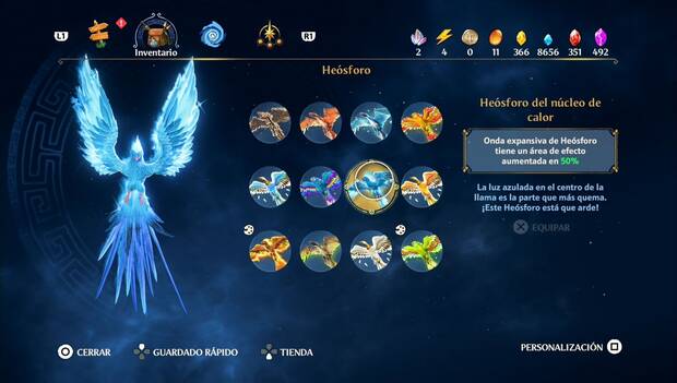 Immortals Fenyx Rising - Skins de Heósforo: skin de Heósforo del núcleo de calor