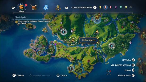 Immortals Fenyx Rising - Cofres épicos del Valle de la Eterna Primavera: ubicación del cofre épico en la zona suroeste del Valle de la Eterna Primavera