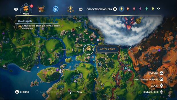 Immortals Fenyx Rising - Cofres épicos del Valle de la Eterna Primavera: ubicación del cofre épico al nordeste de la estatua de Afrodita