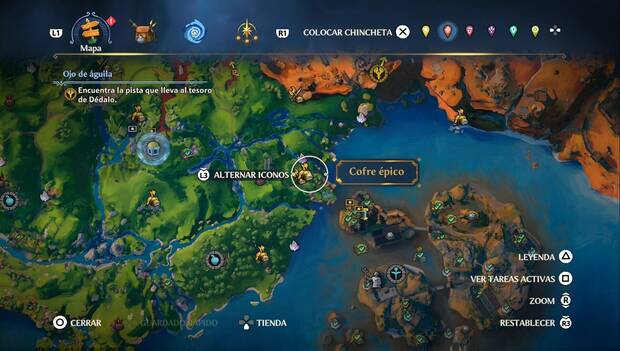 Immortals Fenyx Rising - Cofres épicos del Valle de la Eterna Primavera: ubicación del cofre al sudeste del Valle de la Eterna Primavera