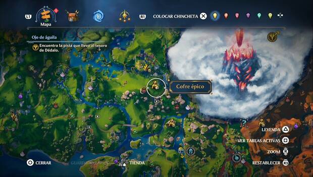Immortals Fenyx Rising - Cofres épicos del Valle de la Eterna Primavera: ubicación del cofre épico en la zona nordeste del Valle de la Eterna Primavera