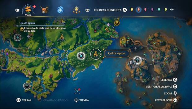Immortals Fenyx Rising - Cofres épicos del Valle de la Eterna Primavera: ubicación del cofre épico en la zona sudeste del Valle de la Eterna Primavera