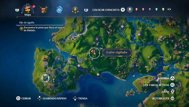Immortals Fenyx Rising - Cofres vigilados en el Valle de la Eterna Primavera: ubicación del cofre vigilado al nordeste del Palacio de Afrodita
