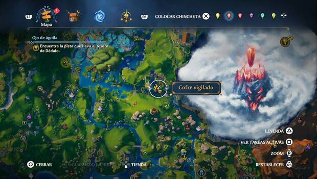 Immortals Fenyx Rising - Cofres vigilados en el Valle de la Eterna Primavera: ubicación del cofre vigilado al nordeste de la región
