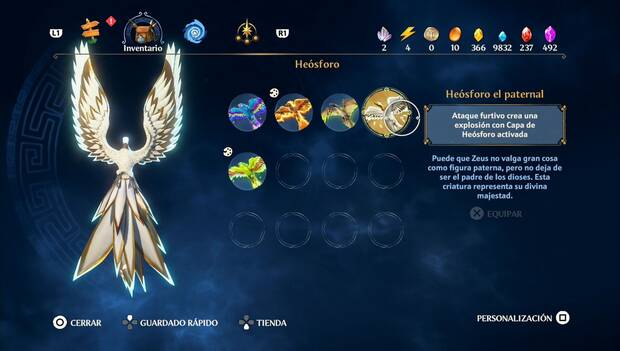 Immortals Fenyx Rising - Skins de Heósforo: skin de Heósforo el paternal en el menú