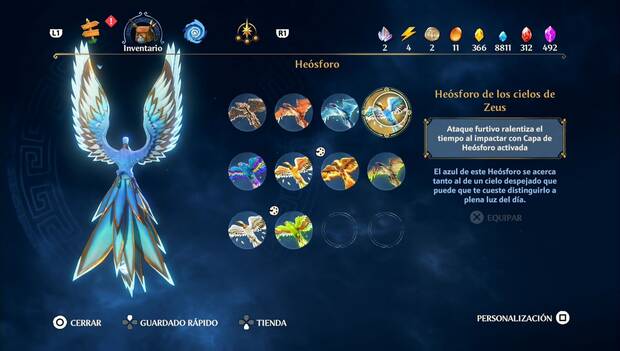 Immortals Fenyx Rising - Skins de Heósforo: skin de Heósforo de los cielos de Zeus