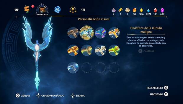 Immortals Fenyx Rising - Skins de Heósforo: skin de Heósforo de la mirada maligna en el menú