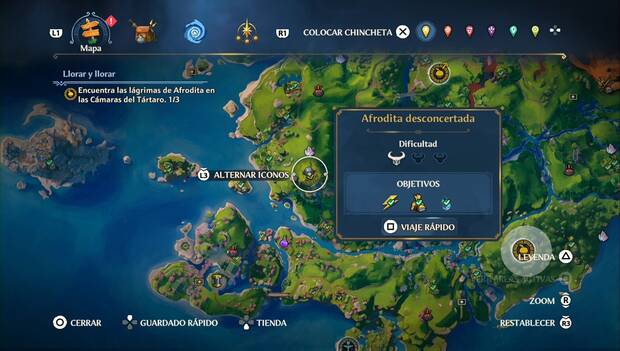 Immortals Fenyx Rising - Ubicación de la Cámara del Tártaro Afrodita desconcertada