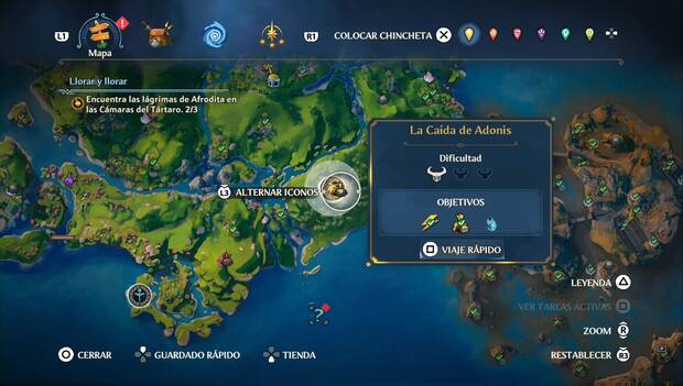 Immortals Fenyx Rising - Cámaras del Tártaro del Valle de la Eterna Primavera: ubicación de la Cámara La caída de Adonis