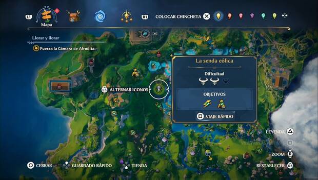 Immortals Fenyx Rising - Cámaras del Tártaro del Valle de la Eterna Primavera: ubicación de la Cámara La senda eólica