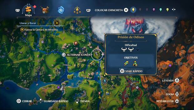Immortals Fenyx Rising - Cámaras del Tártaro del Valle de la Eterna Primavera: ubicación de la Cámara Prisión de Odiseo
