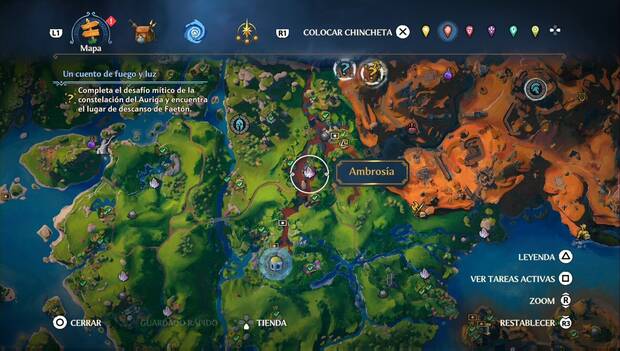 Immortals Fenyx Rising - Ambrosías del Valle de la Eterna Primavera: ubicación de la ambrosía en la grieta del nordeste