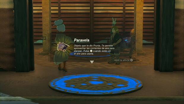 The Legend of Zelda Tears of the Kingdom - Menú de la paravela