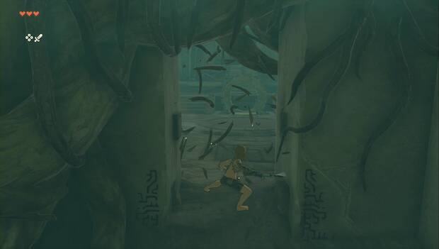 Zelda Tears of the Kingdom - En busca de Zelda: Link destruye unas raíces en su camino