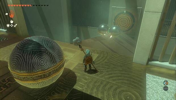 The Legend of Zelda: Tears of the Kingdom - Santuario de Iun'oroq, bolas cayendo por una pendiente