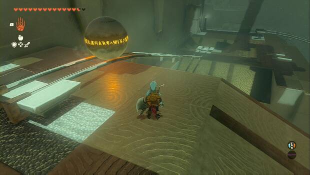 The Legend of Zelda: Tears of the Kingdom - Santuario de Run'aqit, bola sobre los raíles