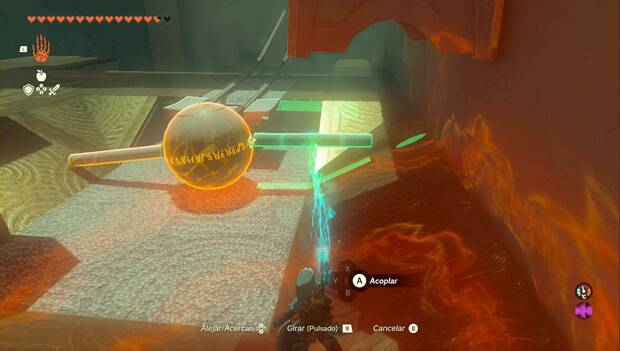 The Legend of Zelda: Tears of the Kingdom - Santuario de Run'aqit, bola con una columna a cada lado