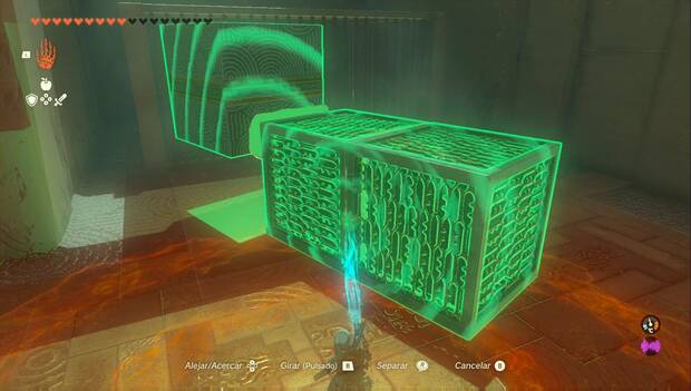 The Legend of Zelda: Tears of the Kingdom - Santuario de Sur'aqau, cubos acoplados con uno sobresaliendo