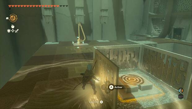 The Legend of Zelda: Tears of the Kingdom - Santuario de Qaratag, columna con fuego