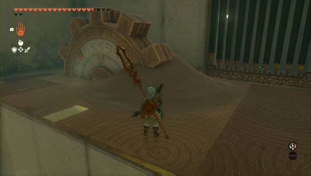 The Legend of Zelda: Tears of the Kingdom - Santuario de Soriotan, engranaje bloqueado con arena