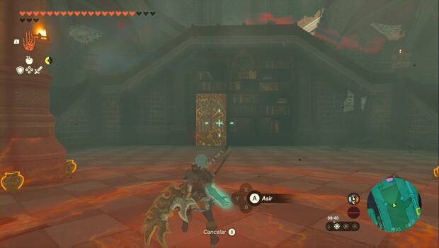The Legend of Zelda: Tears of the Kingdom - Armaduras normales: estantería móvil en la biblioteca