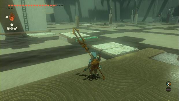 The Legend of Zelda: Tears of the Kingdom - Santuario de Qudani'sar, puente de dos tablas sobre la arena