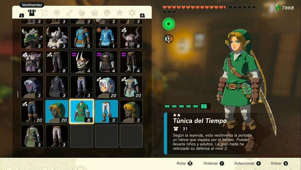 The Legend of Zelda: Tears of the Kingdom - Armaduras normales: set del Tiempo