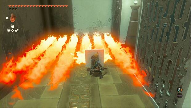 The Legend of Zelda: Tears of the Kingdom - Santuario de Iyo'o, chorros de fuego bloqueados
