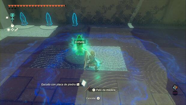 The Legend of Zelda: Tears of the Kingdom - Santuario de Iyo'o, cohetes combinados con el escudo