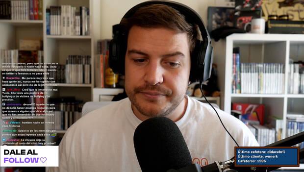 Yuste durante una de las retransmisiones de su canal en Twitch el_yuste a principios de mayo de 2023.
