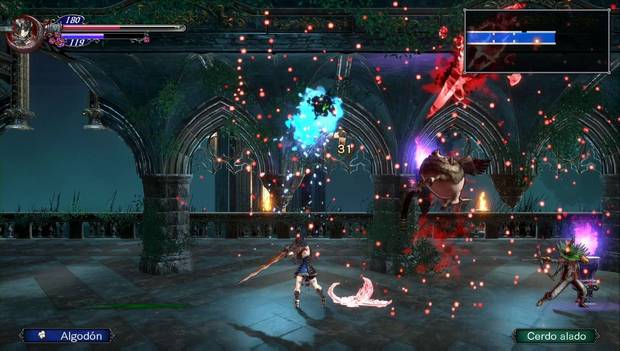 Bloodstained: Ritual of the night - Jardín del Silencio: Planta mucosa, cerdo alado y barbatos