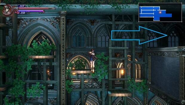 Bloodstained: Ritual of the night - Jardín del silencio: punto para saltar con la patada voladora