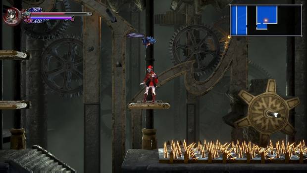 Bloodstained - Torreón de los Dragones Gemelos, segunda parte: engranaje para saltar y evitar los pinchos