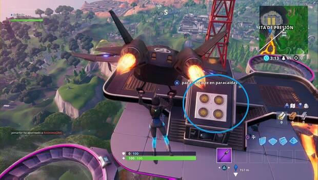 Fortnite - Usa un respiradero aéreo, un respiradero volcánico y una tirolina en la misma partida: respiradero e´reoe de la plataforma celeste