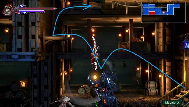 Bloodstained: Rutal of the night - Rayo reflectos: Mayalero usado como trampolín