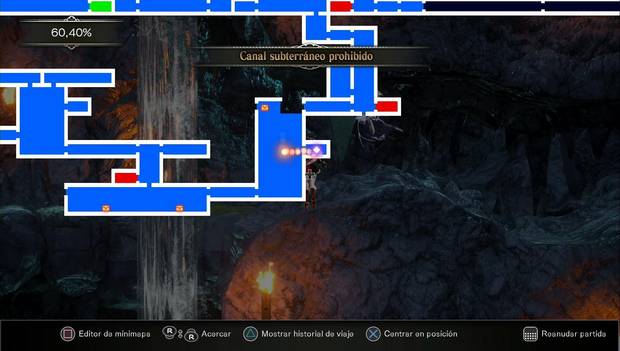 Bloodstained Ritual of the night - Canal subterráneo: punto de la falsa pared en la cascada