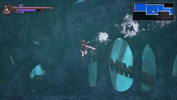 Bloodstained Ritual of the night - canal subterráneo: chorro de agua impulsándote