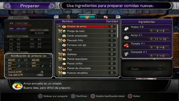 Bloodstained: Ritual of the night - Preparando Omelet de arroz