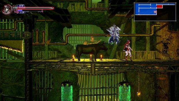 Bloodstained: Ritual of the night - Laboratorio de hechicería secreto: pared con el anillo de carterista