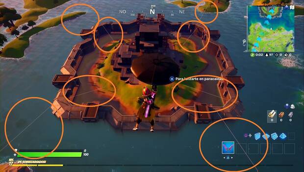 Fornite Battle Royale - Desafíos Semana 2: ubicación de las tirolinas en La Autoridad