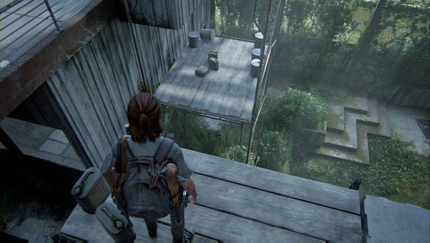 The Last of Us Parte II - Buscando a Nora: punto desde el que bajar por los andamios