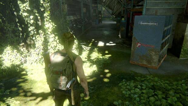 The Last of Us Parte II - A pie: pasillo con partes para armas
