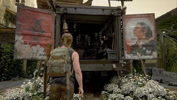 The Last of Us Parte II - Territorio hostil: camión con la nota Rezo serafita a la profeta paz