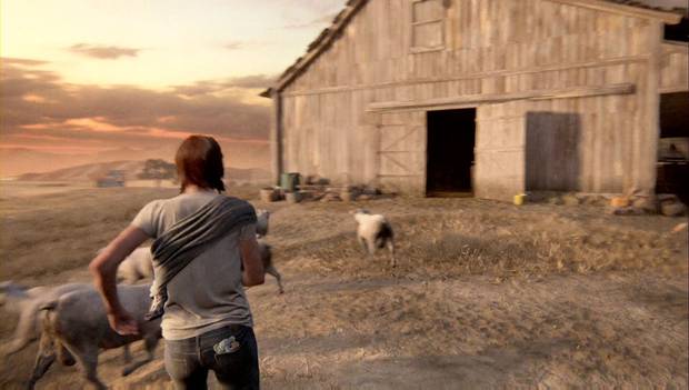 The Last of Us Parte II - La granja: Ellie mete a las ovejas en el granero