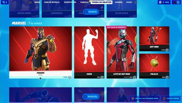 Fortnite Battle Royale - Tienda diaria: Marvel