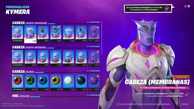 Fortnite Battle Royale - Temporada 7: pestaa de personalizacin de Kymera