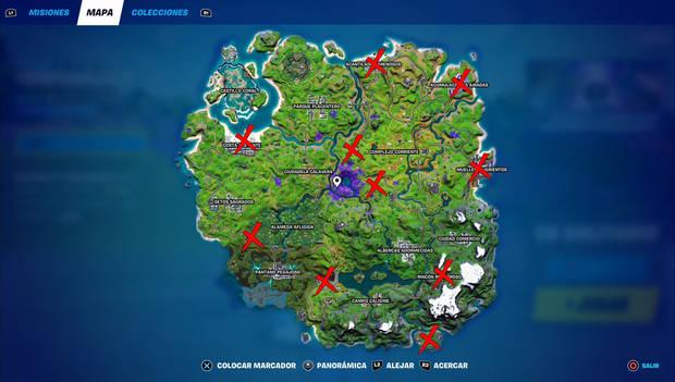 Fortnite - Mapa de bancos de mejora de armas