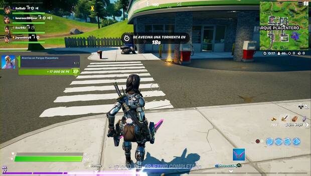Fortnite - Coloca patos de goma: pato de goma en la gasolinera de Parque Placentero