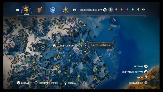 Immortals Fenyx Rising - Cofres nocturnos en Cima del Rey, ubicación del segundo cofre en la zona este